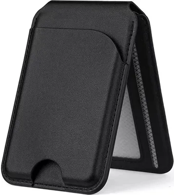Produktbild von Kartenhülle für iPhone 16/15/14/13/12 für Mag-Safe Wallet, leichte magnetische Handy-Geldbörse, Kunstleder, RFID-blockierender Kartenhalter, verstellbarer Winkel, Handyständer