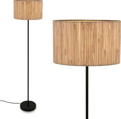 Produktbild von Briloner Slama Stehlampe, Seegras Schirm, Ein/Aus Fußtaster, Boho-Stil, E27 Fassung, Natur, Ø35 x 161 cm