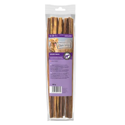 Produktbild von Chewies Sticks Maxi Hundesnacks aus Rinderdarm, schonend luftgetrocknet, getreidefrei, proteinreich
