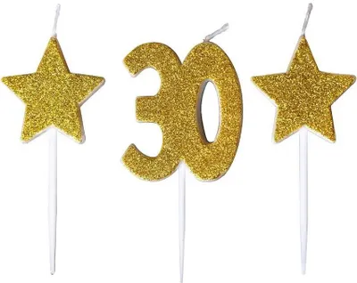 Produktbild von Geburtstagskerzen „30“ mit Sternen – GoParty