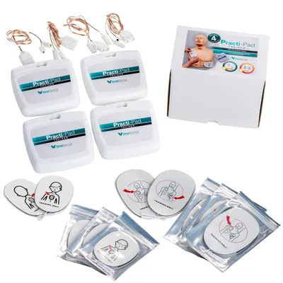 Produktbild von Pulox Practi-Pad Defibrillator Übungs-Pads (Erwachsene + Kinder) 4 Stück