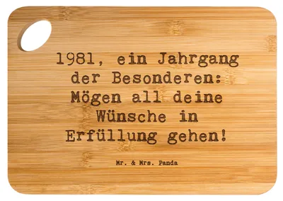 Produktbild von Mr. & Mrs. Panda Brett Spruch 1981 Geburtstag - Transparent - Geschenk, Frühstücksbrett, 40., Besondere Jahrgang, Happy Birthday, Geburtstagsgeschenk personalisiert