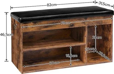 Image de Banc à chaussures - Meuble à chaussures 31,5 cm x 82 cm x 46 cm