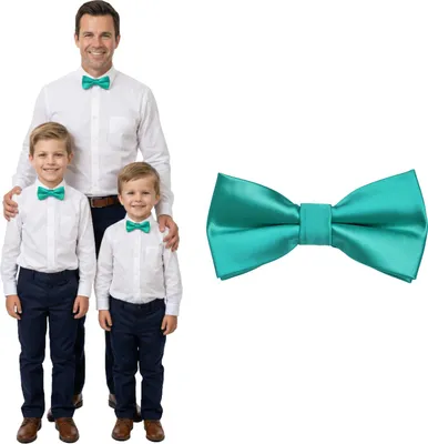 Produktbild von DonDon Fliege Kinder Jungen Babys und Herren Seidenlook Gletscherblau glänzend, vorgebunden und längenverstellbar aus Polyester - festliches Accessoire für Hochzeit, Kommunion und Feier
