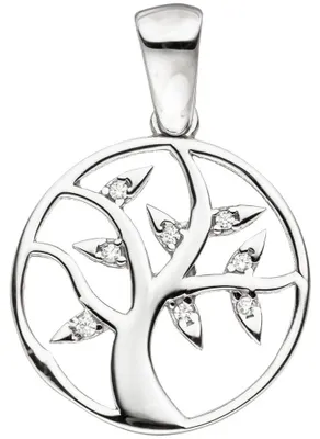 Produktbild von Anhänger Lebensbaum aus echtem 925 Silber mit Zirkonia Silberanhänger