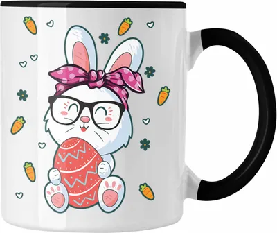 Produktbild von Trendation - Tasse Ostern Ostergeschenke Kinder Jugendliche Geschenke Lustige Grafik Osterhase Osterei Nerd Hase (Schwarz)