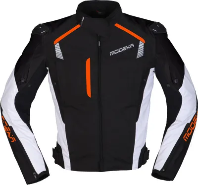 Produktbild von Modeka Lineos Motorrad Textiljacke Farbe: Schwarz/Weiß/Orange, Grösse: XS