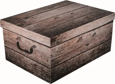 Produktbild von XXL Dekokarton 'Shabby Wood' in schöner, grauer Holzoptik - Maße: ca. 51 x 37 x 24 cm