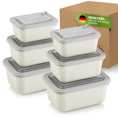 Zdjęcie produktu dla Pojemniki do przechowywania żywności Viwares w zestawie 6 sztuk z przezroczystą pokrywką z zaworem, pojemniki do przechowywania, kuchenne, do układania jeden na drugim, wolne od BPA, plastikowe, nadające się do mikrofalówki/lodówki, 3 rozmiary (650ml/1050ml/1750ml)