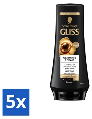 Imagen del producto de 5 unidades de acondicionador Gliss Ultimate Repair, para cabello muy dañado, 200 ml cada uno. Paquete económico