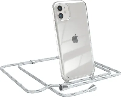Produktbild von EAZY CASE Handykette kompatibel mit Apple iPhone 11, Handyhülle mit Umhängeband, Handykordel, Schutzhülle Clear, Band in Weiß