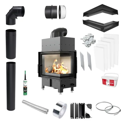 Produktbild von Kamineinsatz Kamin KRATKI FLOKI S rechts 8kW KOMPLETTES EINBAU-SET