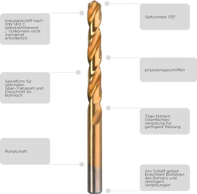 Produktbild von kwb 238700 HSS Metal twist drill bit 10 mm Total length 133 mm M2 DIN 338 Cylinder shank 1 pc(s)