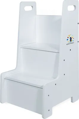 Produktbild von Kiddy dreams Tritthocker für Kinder Montessori Hocker Stabiler Holz Kitchen Helper bis zu 100 kg,Farbe: weiß