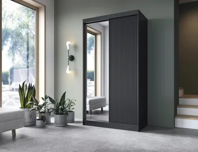 Obrázok produktu pre Zrkadlová skriňa s posuvnými dverami 120 cm CALYPTRA - čierna