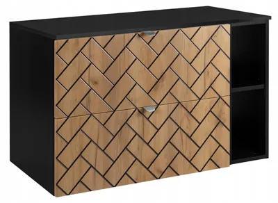 Zdjęcie produktu dla Szafka Łazienkowa Wisząca Pod Umywalkę Regał Blat 100X46Cm Rensan Dąb