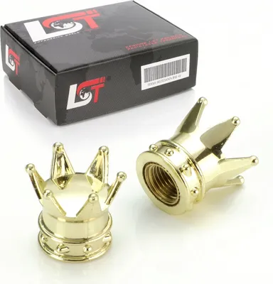 Produktbild von 2X Ventilkappe Reifenventil Ventil Kappe Krone Gold Für Pkw Lkw Motorrad Quad