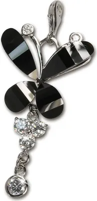 Image de SilberDream 925 Charm papillon argent véritable pendentif noir zircon D2FC4111S