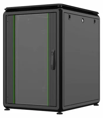 Produktbild von LOGON RDL16U68BL, Freistehendes Gestell, 16U, 600 kg, Sperrschloss, Verstellbare Füße, Verbessertes Kabelmanagement
