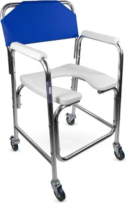 Produktbild von , Toilettenstuhl für senioren, Manzanares, Europäische marke, Toilettenrollstuhl fahrbar, Aluminium, Mit gepolsterten armlehnen, Kommodenstuhl, Nachtstuhl rollen, Wc sitz, Leichtgewicht