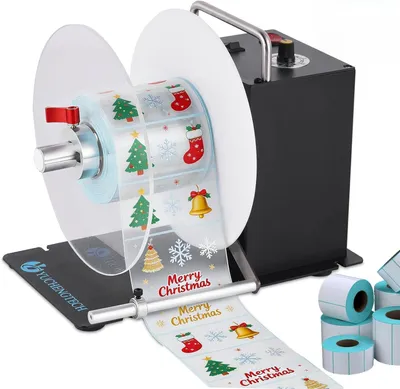 Zdjęcie produktu dla Automatyczna zwijarka etykiet, szerokość 120 mm, średnica 200 mm, model DS803. Maszyna do zwijania wewnętrznych rolek etykiet o szerokości 1/1.5/3 cala. Regulowana prędkość: 0-200 mm/s