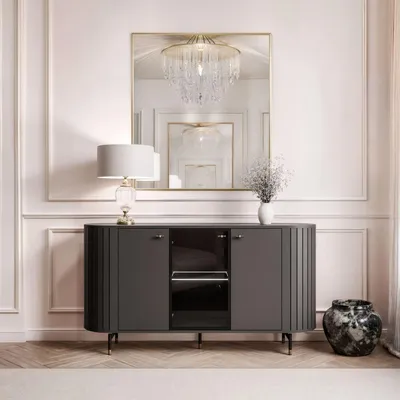 Produktbild von Sideboard LINNEA 150 cm 3D – LED Beleuchtung &amp; Glasfront – Schwarz Matt