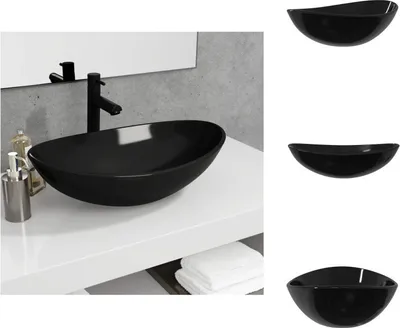 Produktbild von vidaXL Waschbecken Hartglas 54,5x35x15,5 cm Schwarz - Badezimmer-Waschbecken