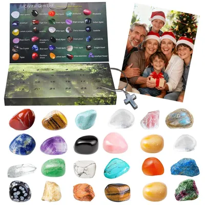Image de Calendrier de l'Avent en pierres précieuses 2026 : coffret de 24 pièces, pierres naturelles pour enfants