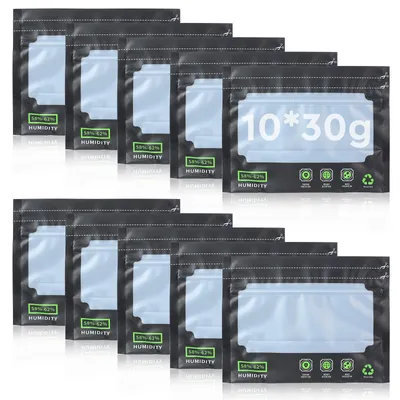 10 Aromabeutel mit Reißverschluss, Feuchtigkeitskontrolle 58-62%, 30 g