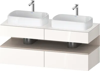 Produktbild von Duravit Qatego Konsolenwaschtischunterbau, 2 Auszüge, 2 Schubkästen, 2 Ausschnitte, 1400x550x600mm, Nische Taupe Matt, QA4767091220010
