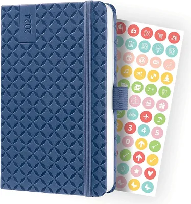 Produktbild von sigel Buchkalender Jolie 2024 Kunstleder A6 blau Wochenkalender