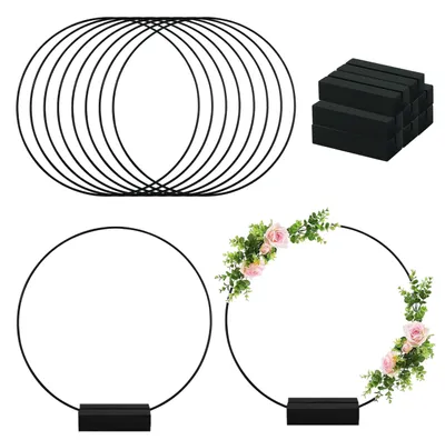 Zdjęcie produktu dla Metalowe pierścienie, czarne, 8 sztuk, średnica 30 cm, do projektów DIY i dekoracji