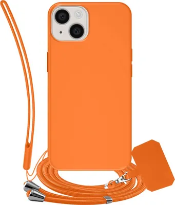 Immagine prodotto di Jaym, custodia in silicone per iPhone 14 con cavo e cinturino, arancione