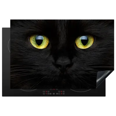 Obrázek produktu pro KitchenYeah® Kryt na sporák kočka - černý - zvířata - kočky, 78x52cm, dekorace do kuchyně, keramický kryt varné desky, krycí deska na varnou desku