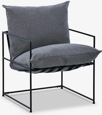 Immagine prodotto di Poltrona di design moderno in stile minimalista in tessuto metallo nero Alaska - Grigio scuro