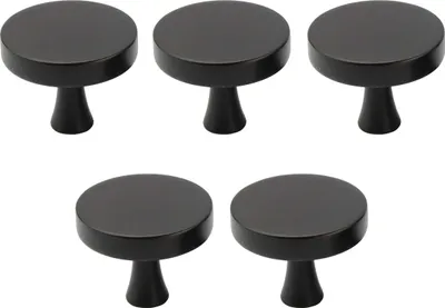 Immagine prodotto di Natural Goods Berlin Maniglia per mobili KREISEL, pomolo per mobili, maniglia per armadi, pomolo per cassetti e porte, nero, 5 pezzi