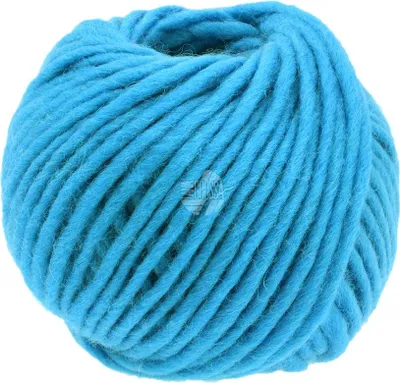 A ball of turquoise yarn.