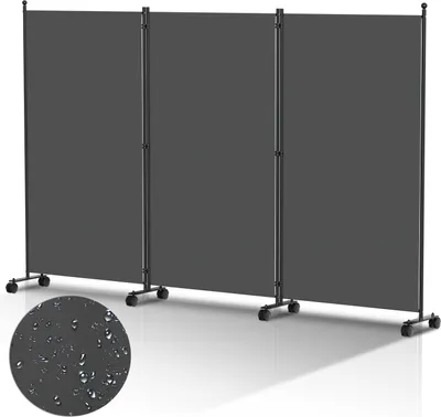 Produktbild von TolleTour Paravent mit Rollen Faltbarer Raumteiler Outdoor Trennwand Garten Sichtschutz Raumtrenner 3 teilig Anthrazit 263x181 cm