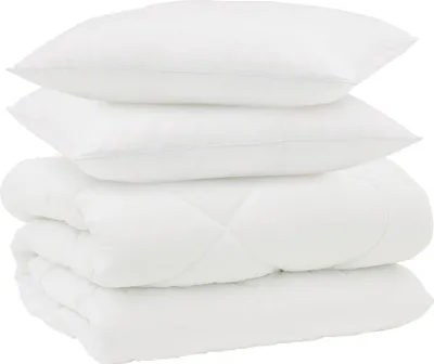 Produktbild von vidaXL Winterbettdecke mit Kissen 3 pcs Weiß Mikrofaser