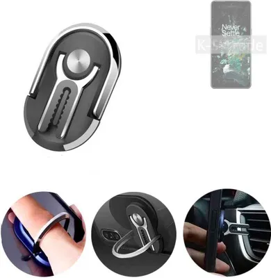 Produktbild von K-S-Trade 3in1 Smartphone-Ring Handy-Ring kompatibel mit OnePlus Ace Pro Fingerhalterung  Handyring Tischständer Lüftungsgitter-Halterung Tisch