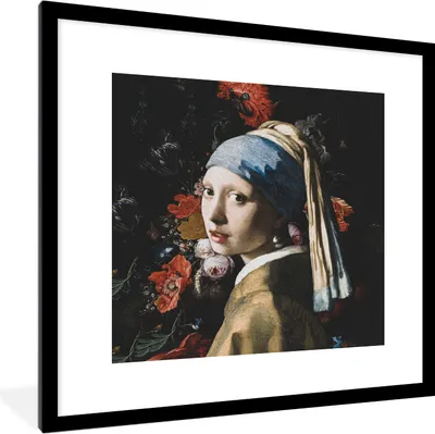 Produktbild von MuchoWow® MuchoWow® Gerahmtes Poster Das Mädchen mit dem Perlenohrring - Vermeer - Kunst 40x40 cm - Poster mit zchwarzem Bilderrahmen - Poster - Plakat im Rahmen