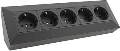 Produktbild von Steckdosenblock Ecksteckdose 5-Fach, Schutzkontakt, Schwarz