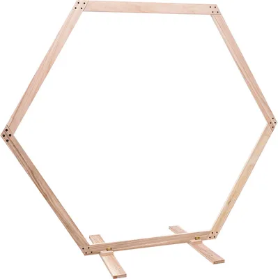 Image de Arc de mariage en bois Pied hexagonal de mariage 2,15*1,85m fleurs arc ballon cadre (brun)