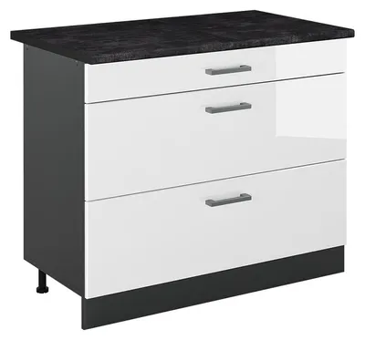 Immagine prodotto di Mobiletto base per cucina Vicco R-Line Bianco lucido/Antracite 100 cm piano di lavoro Antracite, Model 71595