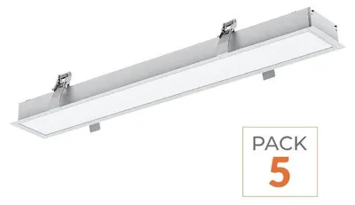 Image de Réglette Encastrable LED 120cm 35W Blanc (Lot de 5) - Blanc Chaud 2300K - 3500K