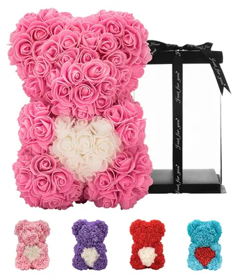Rosenbär aus Kunstblumen, 25,4 cm, handgefertigt, Geschenk für Frauen