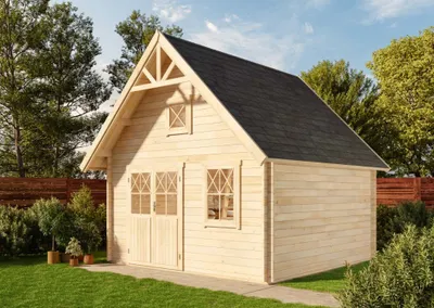 Produktbild von Alpholz Schwedenhaus aus Holz Naturbelassen 462 x 472cm, 44mm Wandstärke