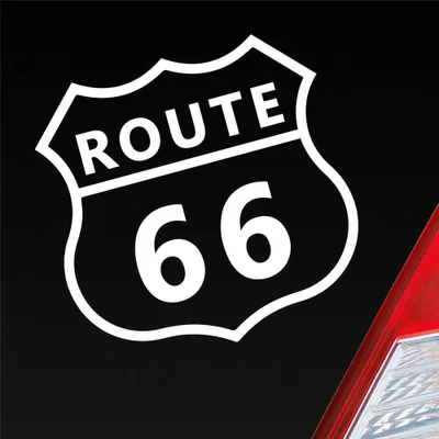 Produktbild von Auto Aufkleber Route 66 USA Bike Harley Motorrad 10x10 cm Weiss Matt Sticker Heckscheibenaufkleber