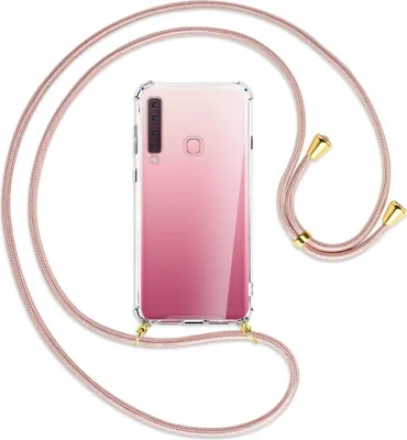 Produktbild von Handykette Backcover-Schutzhülle mit Band (Metall goldfarben) für Samsung Galaxy A9 2018 - roségold