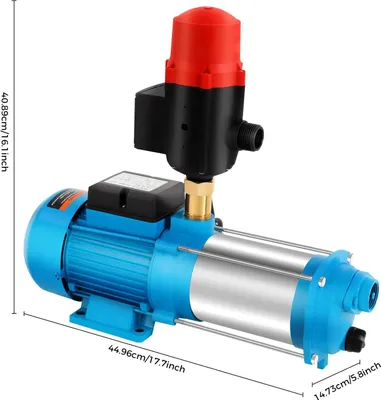 Obrázek produktu pro Čerpadlo na vodu z nerezové oceli - Odstředivé povrchové čerpadlo - Průtok 4000 l/h - Výtlačná výška 98 m - Tlak 9,8 bar - IP44 - EU zástrčka